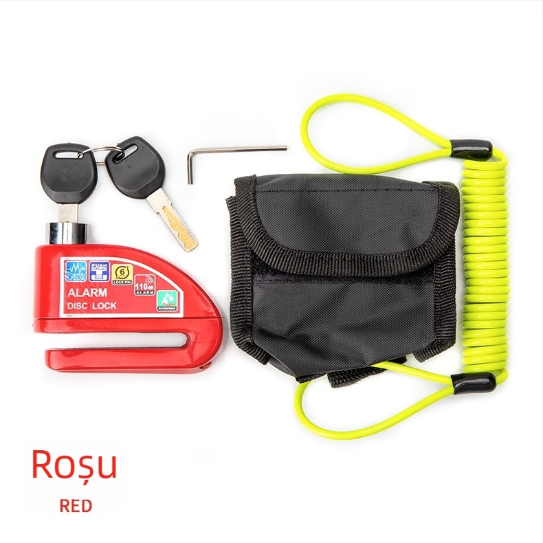 Lacăt antifurt cu disc pentru motocicletă, cu geantă de depozitare – portabil, din metal, impermeabil, rezistent la rugină, anti-derapant