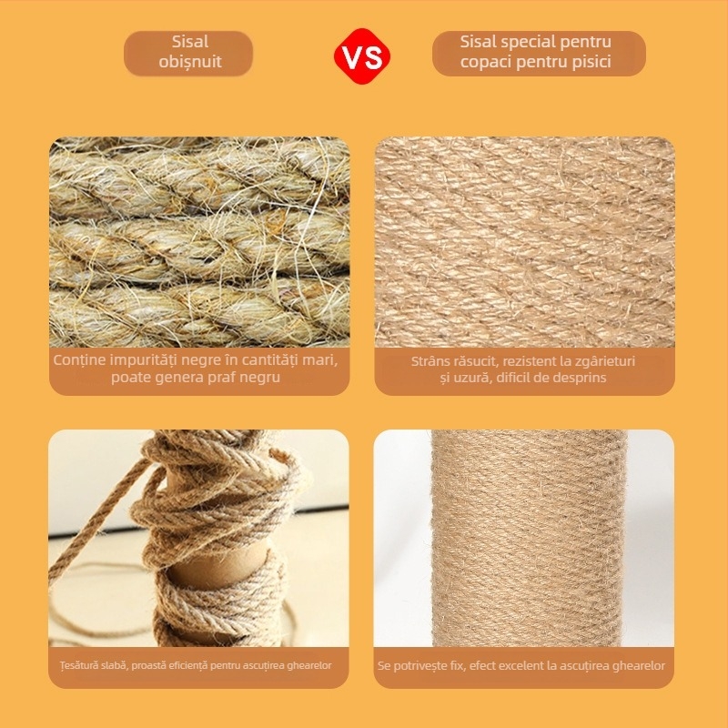 Stâlp DIY pentru pisici cu funie din sisal – post de zgâriere și platformă de cățărare, stil drăguț, Pillar Bird