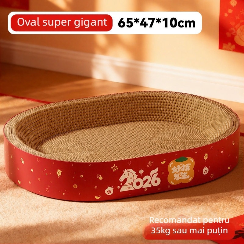 Cuib pentru pisici și placă de zgâriere într-un singur obiect – durabil, fără scurgeri de fibre, patru sezoane, material: hârtie ondulată