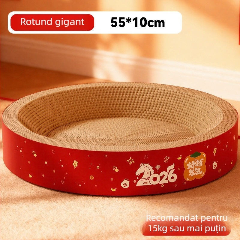 Cuib pentru pisici și placă de zgâriere într-un singur obiect – durabil, fără scurgeri de fibre, patru sezoane, material: hârtie ondulată