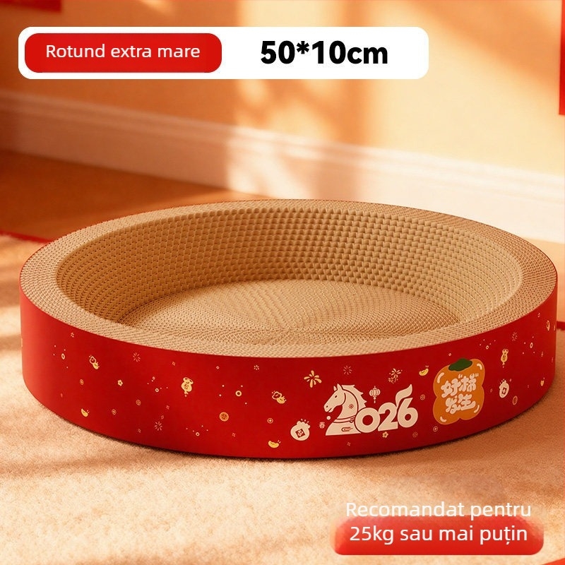 Cuib pentru pisici și placă de zgâriere într-un singur obiect – durabil, fără scurgeri de fibre, patru sezoane, material: hârtie ondulată