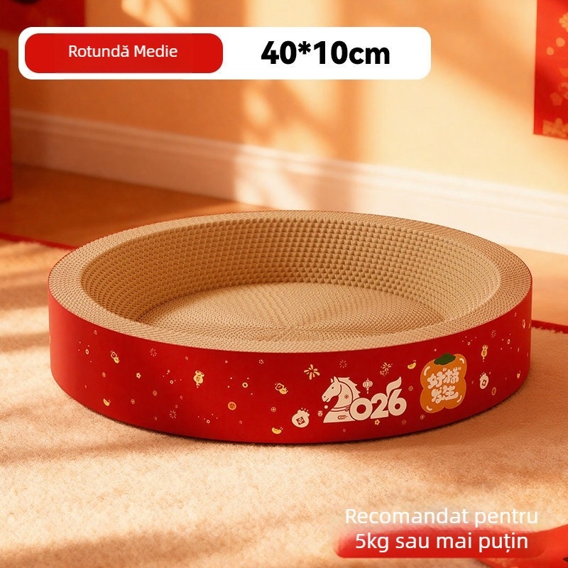 Cuib pentru pisici și placă de zgâriere într-un singur obiect – durabil, fără scurgeri de fibre, patru sezoane, material: hârtie ondulată