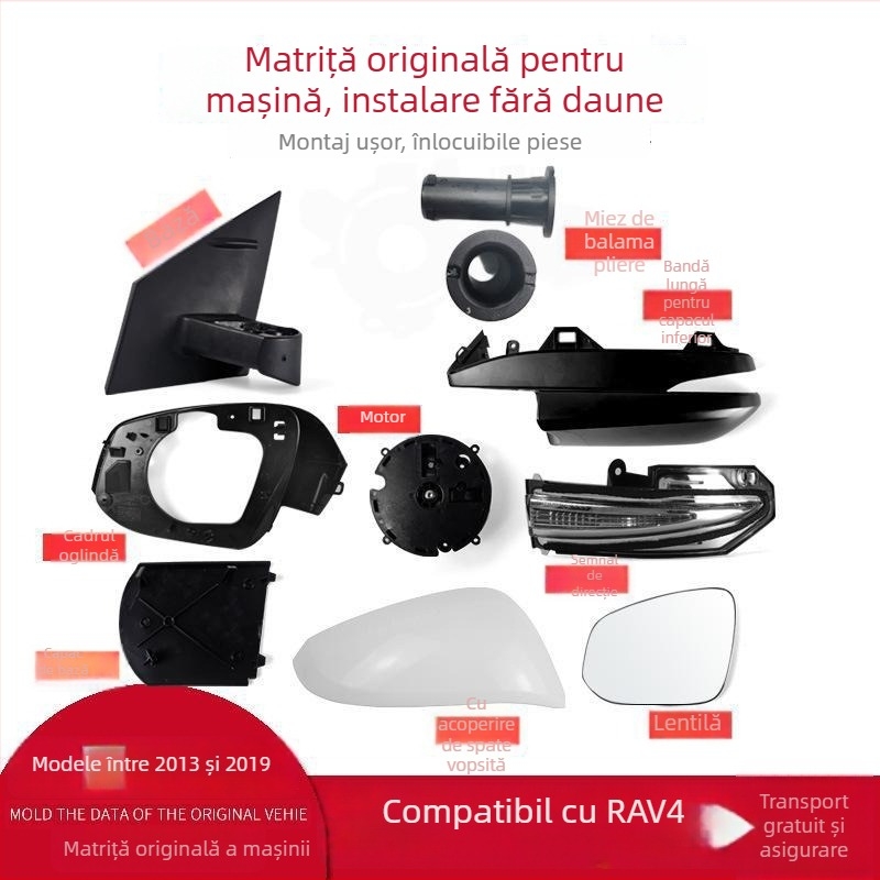 Carcasă exterioară oglindă retrovizoare pentru Toyota RAV4, stânga și dreapta, cu ramă semnalizator, material PC