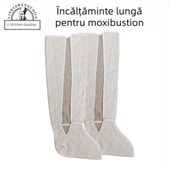 Liner pentru moxibustie, la comandă; material: velur moxa; model Nd001; set cuprinde: capac, vestă, protector talie, pernă pentru șezut, genunchiere