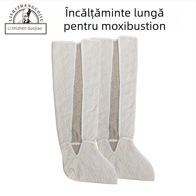 Liner pentru moxibustie, la comandă; material: velur moxa; model Nd001; set cuprinde: capac, vestă, protector talie, pernă pentru șezut, genunchiere