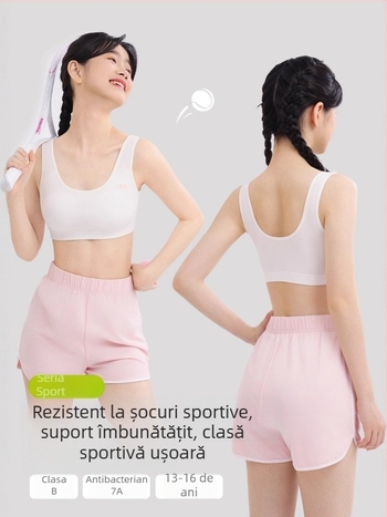 Sutien sport pentru fete în adolescență – pentru școală, protecție la șocuri, viscoză 74,3%
