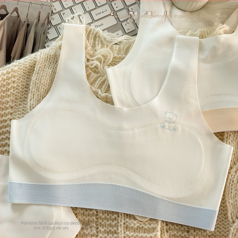 Sutien sport pentru fete în faza de dezvoltare, 9–13 ani, nailon Ice Silk, fără cusături, cupe turnate subțiri