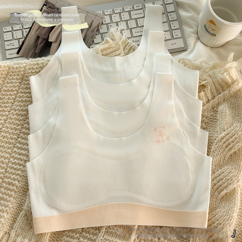 Sutien sport pentru fete în faza de dezvoltare, 9–13 ani, nailon Ice Silk, fără cusături, cupe turnate subțiri