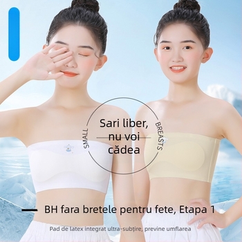 Top interior fără bretele pentru fete, 60% nylon / 40% spandex, pentru copii de 8+ ani