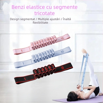 Bandă de rezistență pentru dans cu 8/10/12 secțiuni, curea de fitness yoga pentru talie și întinderea picioarelor, poliester și latex, Lixiang