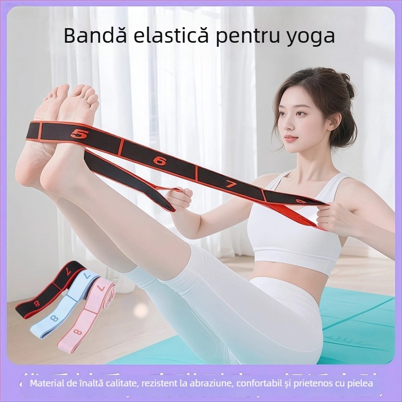 Bandă de rezistență pentru dans cu 8/10/12 secțiuni, curea de fitness yoga pentru talie și întinderea picioarelor, poliester și latex, Lixiang