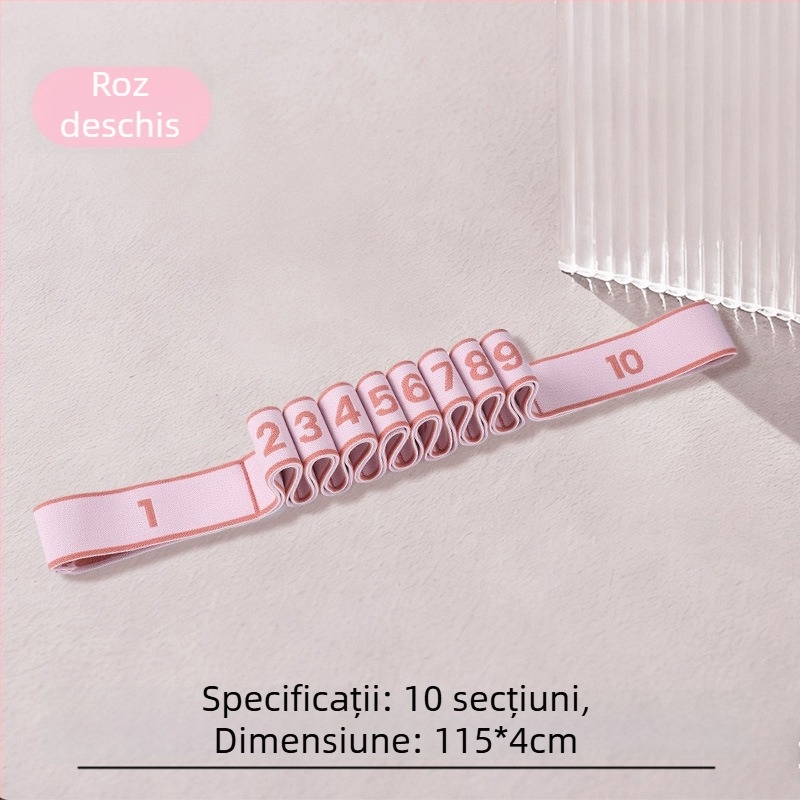 Bandă de rezistență pentru dans cu 8/10/12 secțiuni, curea de fitness yoga pentru talie și întinderea picioarelor, poliester și latex, Lixiang