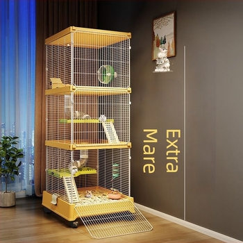Cușcă pentru hamster, metalică, cu două etaje, spațioasă, sigură pentru mușcături