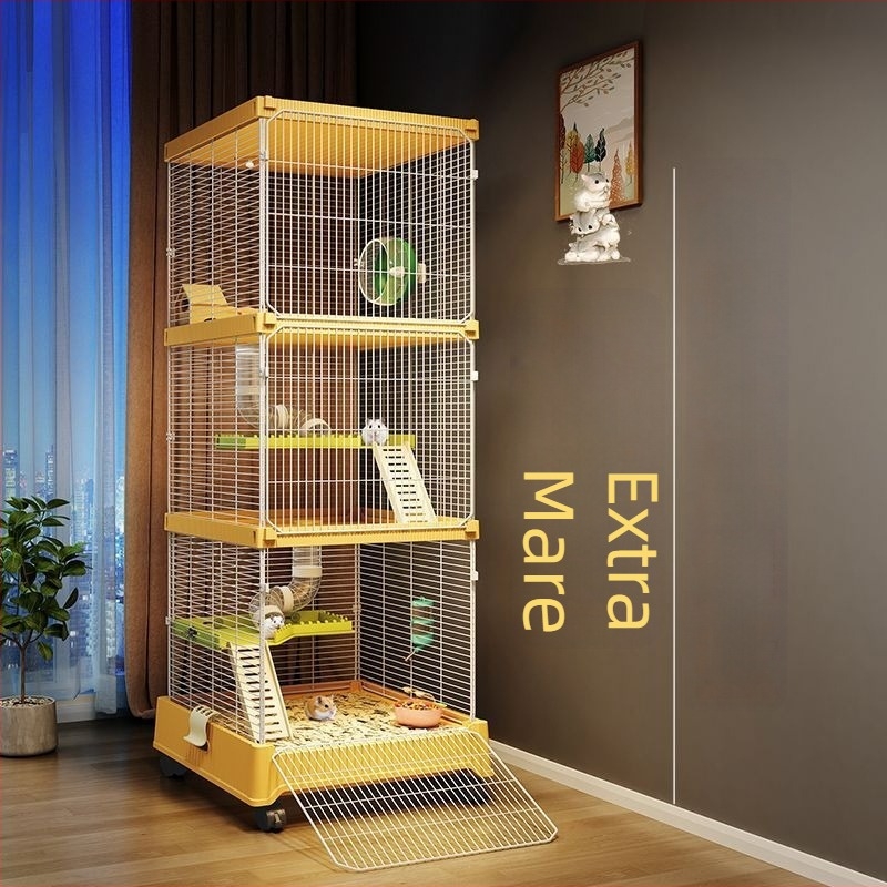 Cușcă pentru hamster, metalică, cu două etaje, spațioasă, sigură pentru mușcături
