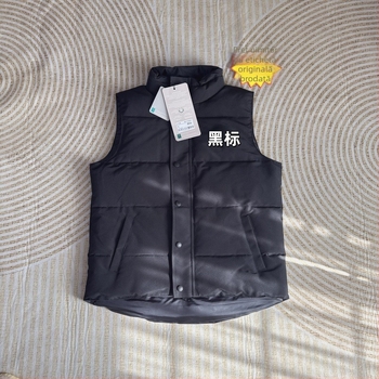 Vesta din puf de rață cu guler înalt, exterior din amestec de bumbac, căptușeală din nylon, pentru iarnă și toamnă