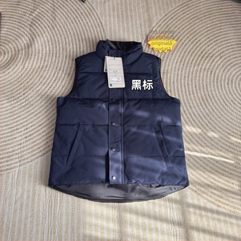 Vesta din puf de rață cu guler înalt, exterior din amestec de bumbac, căptușeală din nylon, pentru iarnă și toamnă