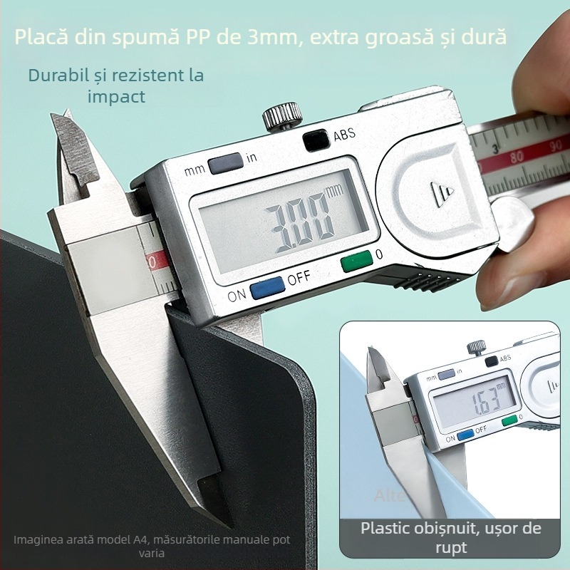 Clește de placă din plastic pentru documente A4, grosime a plăcii 3 mm, dimensiuni 235×315 mm, dosar suspendat pentru documente