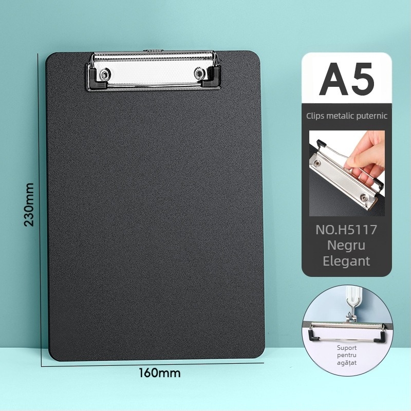 Clește de placă din plastic pentru documente A4, grosime a plăcii 3 mm, dimensiuni 235×315 mm, dosar suspendat pentru documente