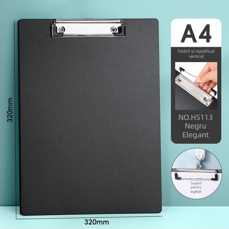 Clește de placă din plastic pentru documente A4, grosime a plăcii 3 mm, dimensiuni 235×315 mm, dosar suspendat pentru documente