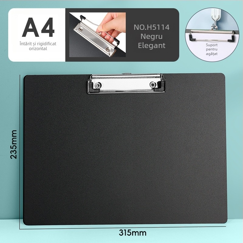 Clește de placă din plastic pentru documente A4, grosime a plăcii 3 mm, dimensiuni 235×315 mm, dosar suspendat pentru documente