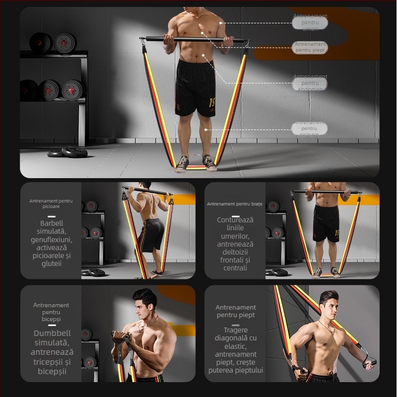 Tensioner de rezistență pentru fitness acasă – tensionator elastic, material PP plastic + tubă de latex, brand SND, potrivit pentru echipamente de fitness