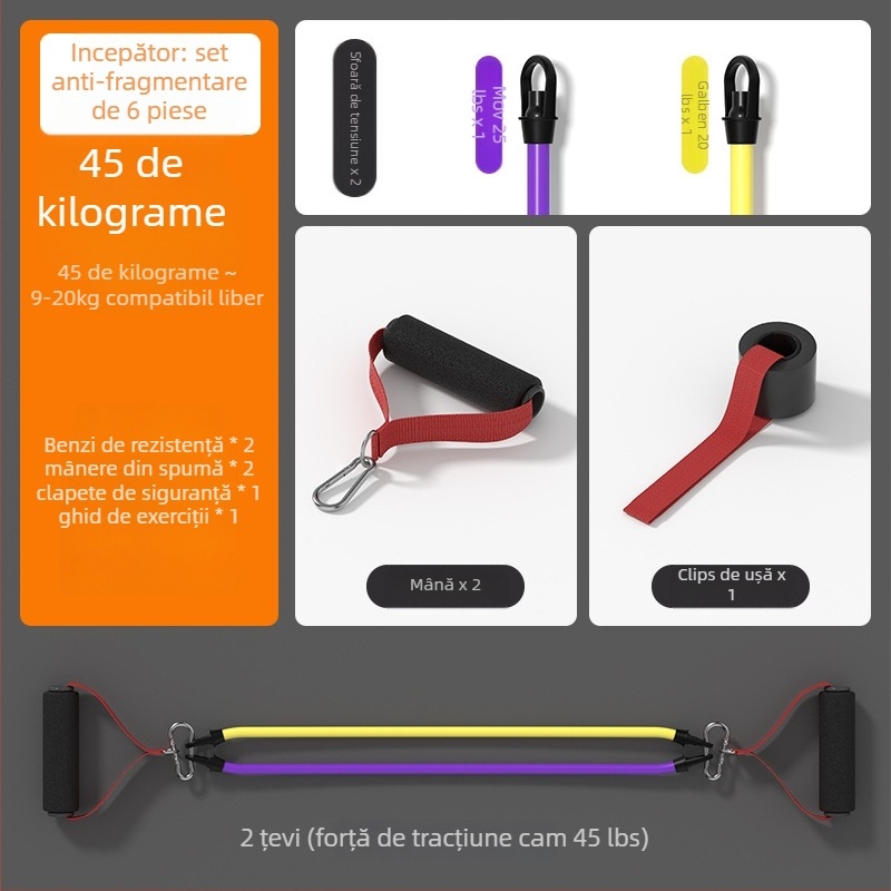 Tensioner de rezistență pentru fitness acasă – tensionator elastic, material PP plastic + tubă de latex, brand SND, potrivit pentru echipamente de fitness