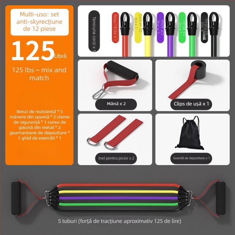Tensioner de rezistență pentru fitness acasă – tensionator elastic, material PP plastic + tubă de latex, brand SND, potrivit pentru echipamente de fitness