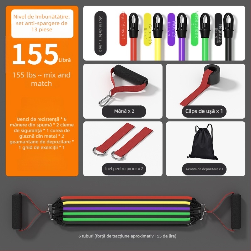 Tensioner de rezistență pentru fitness acasă – tensionator elastic, material PP plastic + tubă de latex, brand SND, potrivit pentru echipamente de fitness