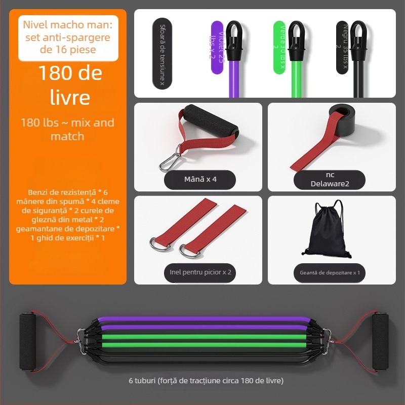Tensioner de rezistență pentru fitness acasă – tensionator elastic, material PP plastic + tubă de latex, brand SND, potrivit pentru echipamente de fitness