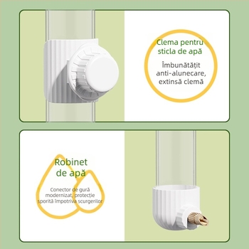 Dispenser automat de apă pentru papagal, din acrilic; recipient tip seringă; brand Demon pet; personalizabil pentru comenzi mari