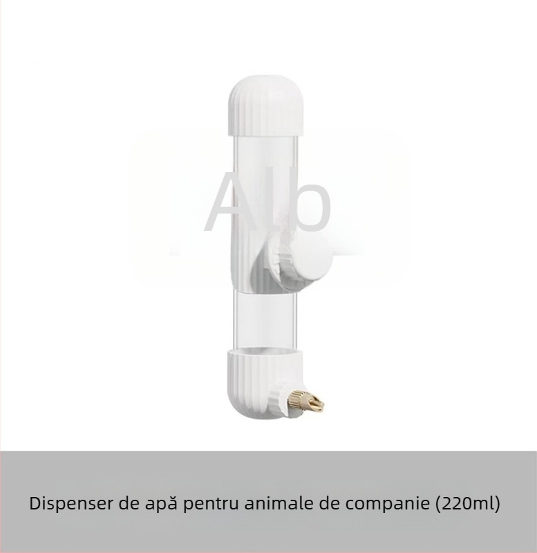 Dispenser automat de apă pentru papagal, din acrilic; recipient tip seringă; brand Demon pet; personalizabil pentru comenzi mari