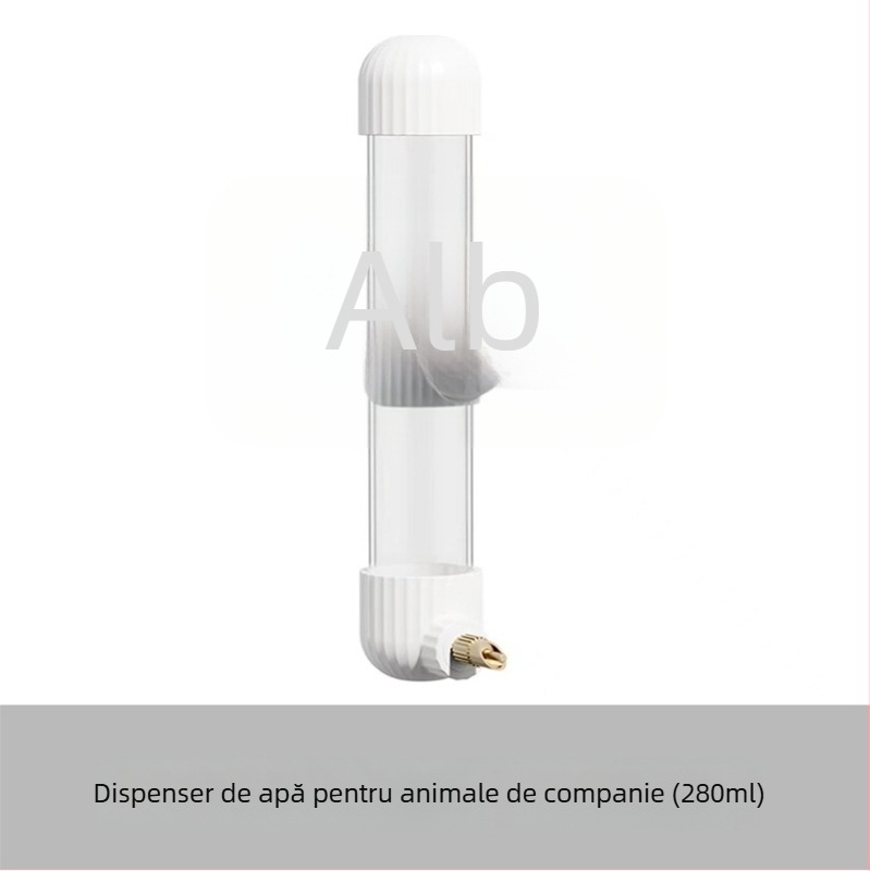 Dispenser automat de apă pentru papagal, din acrilic; recipient tip seringă; brand Demon pet; personalizabil pentru comenzi mari