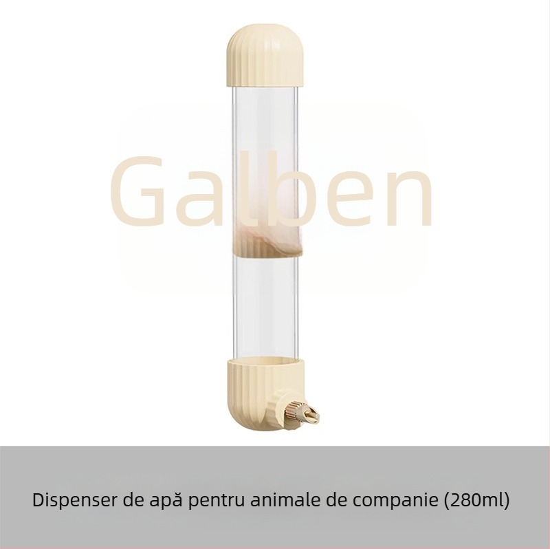 Dispenser automat de apă pentru papagal, din acrilic; recipient tip seringă; brand Demon pet; personalizabil pentru comenzi mari