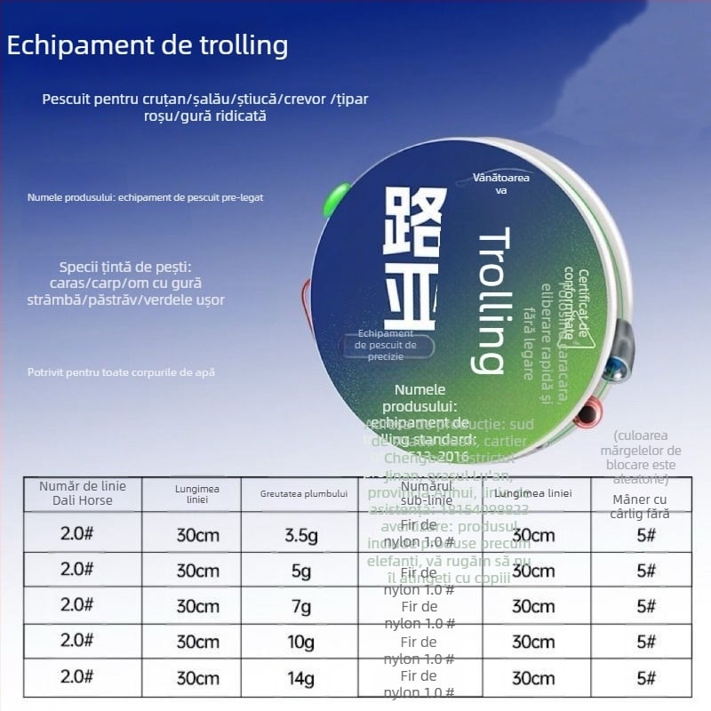 Set de linii pentru pescuitul crapului, toamnă-iarnă, material PE