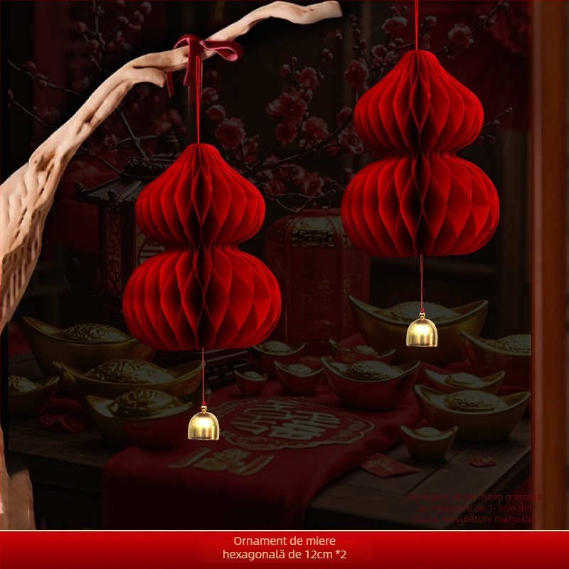 Felinar de hârtie, stil chinezesc, formă neregulată, marca Gong Huang, nu luminează