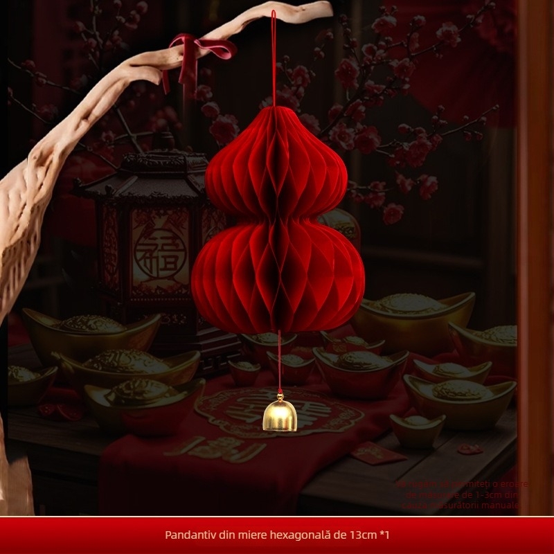 Felinar de hârtie, stil chinezesc, formă neregulată, marca Gong Huang, nu luminează