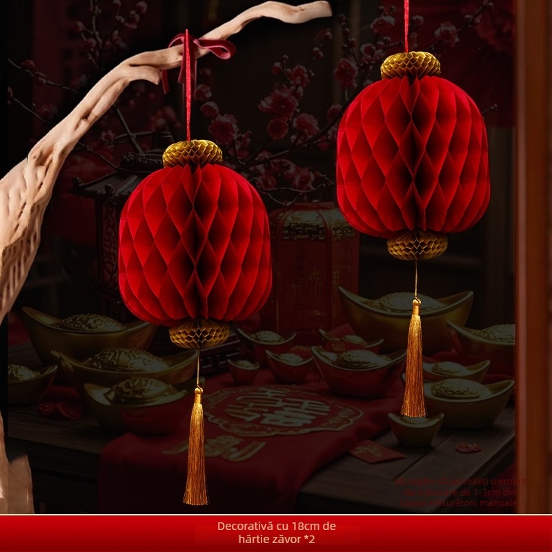 Felinar de hârtie, stil chinezesc, formă neregulată, marca Gong Huang, nu luminează