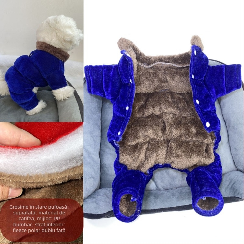 Beggar cat palton velvet-bumbac pentru animale de companie — poliester, stil casual, îmbrăcăminte de iarnă