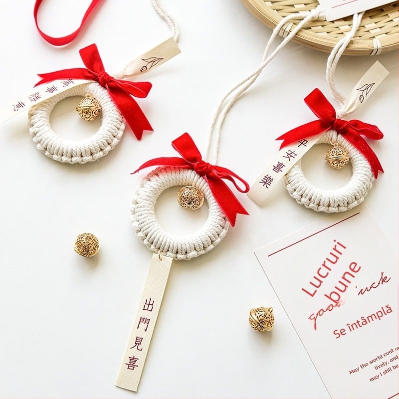 Nuchi ornament de Anul Nou cu clopoțel, caracter de binecuvântare și motiv zodiacal, pandant mini suspendat pentru Festivalul de primăvară