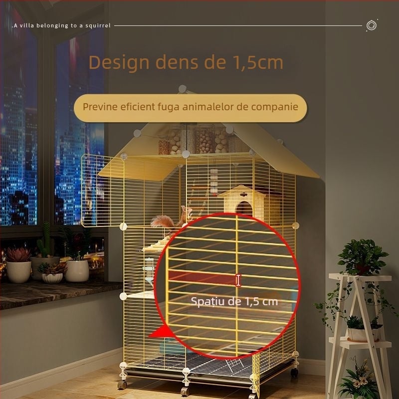 Cușcă pentru chinchilă, oțel inoxidabil, platformă cu 3 etaje, model F98S57777S565T