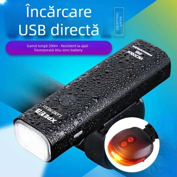 Lumină frontală pentru bicicletă din aliaj de aluminiu, reîncărcabilă, iluminare puternică pentru ciclism de munte noaptea