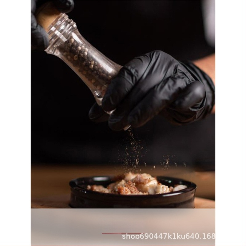 Mănuși de nitril de unică folosință, rezistente la ulei și antiderapante, certificate pentru alimentație; potrivite pentru gătit gourmet, industria frumuseții, îngrijirea animalelor, grădinărit și reparații ale mașinilor.