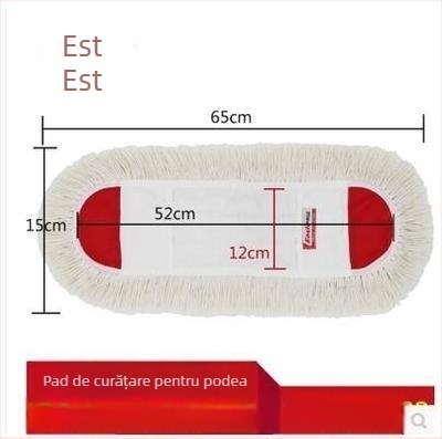 Isida mop plat pentru podea cu cap din fire de bumbac, tip praf din material textil, tijă din oțel inoxidabil