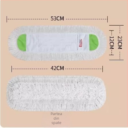 Isida mop plat pentru podea cu cap din fire de bumbac, tip praf din material textil, tijă din oțel inoxidabil