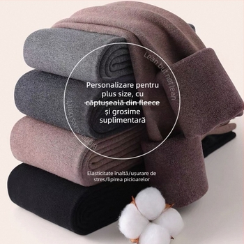 Colanți termici din bumbac pentru femei, primăvară–toamnă, groși și calzi, cu înaltă elasticitate, 50–70% poliester, 30–50% bumbac