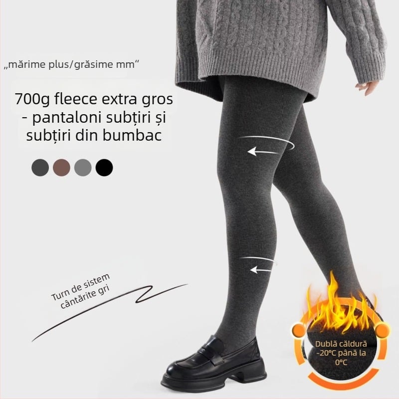 Colanți termici din bumbac pentru femei, primăvară–toamnă, groși și calzi, cu înaltă elasticitate, 50–70% poliester, 30–50% bumbac