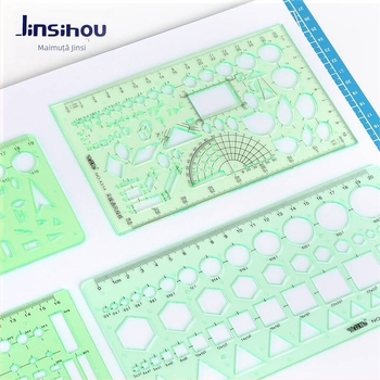 Rigla șablon pentru desen – șabloane de cerc și elipsă, design cu scară dublă, plastic, model 4309