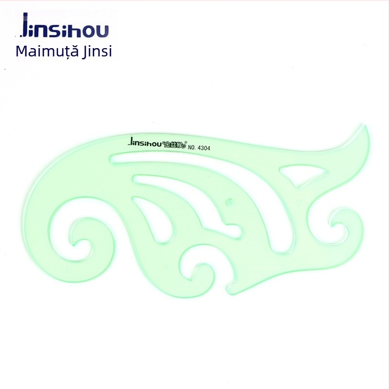 Rigla șablon pentru desen – șabloane de cerc și elipsă, design cu scară dublă, plastic, model 4309