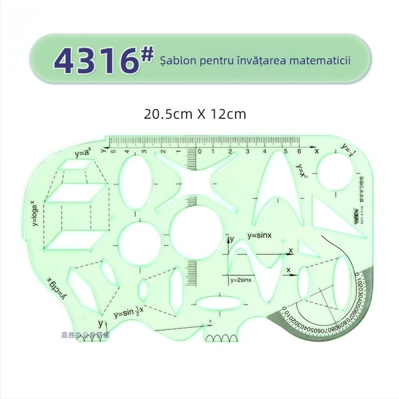 Rigla șablon pentru desen – șabloane de cerc și elipsă, design cu scară dublă, plastic, model 4309