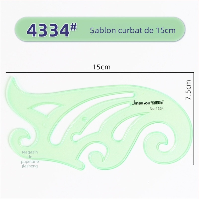 Rigla șablon pentru desen – șabloane de cerc și elipsă, design cu scară dublă, plastic, model 4309